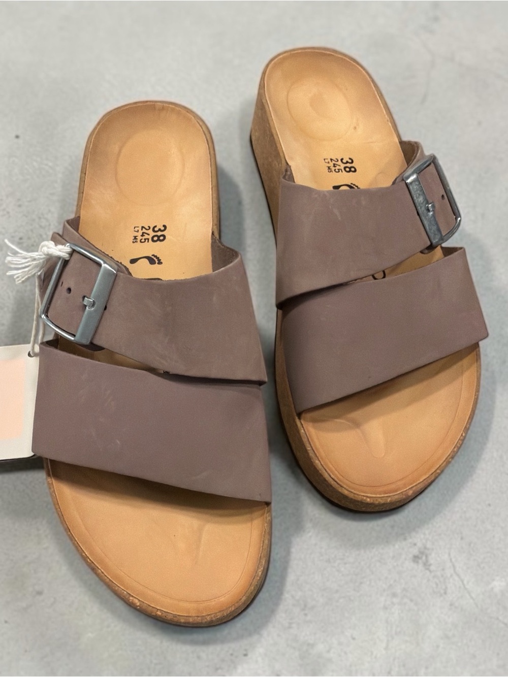 Papillio Women's Double-Band Slide Sandals in Taupe